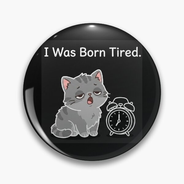 Item preview, Nací cansado: un lindo gato soñoliento y un despertador. designed and sold by Merida7.
