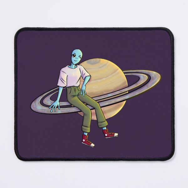 Item preview, Cute Blue Alien On Saturn Rings designed and sold by JimboTurtle.