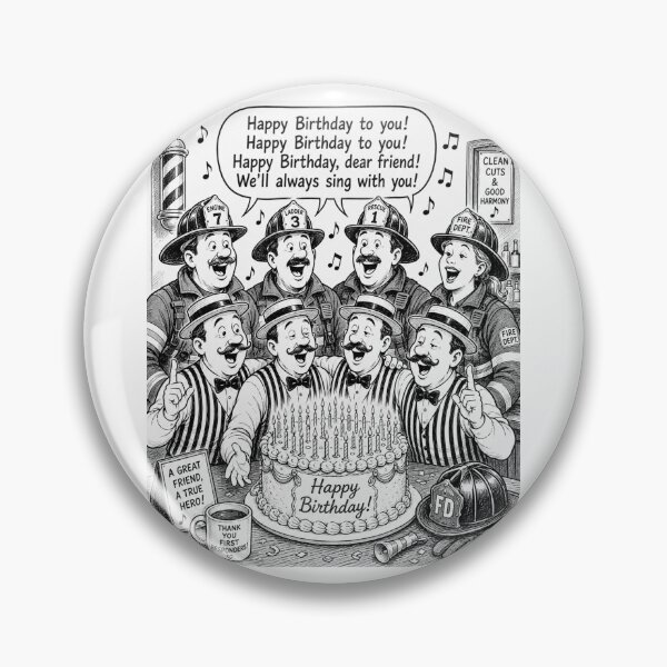 Item preview, Barbershop Birthday Harmony with Firefighters – Funny First Responder Singing Art designed and sold by TerScott.