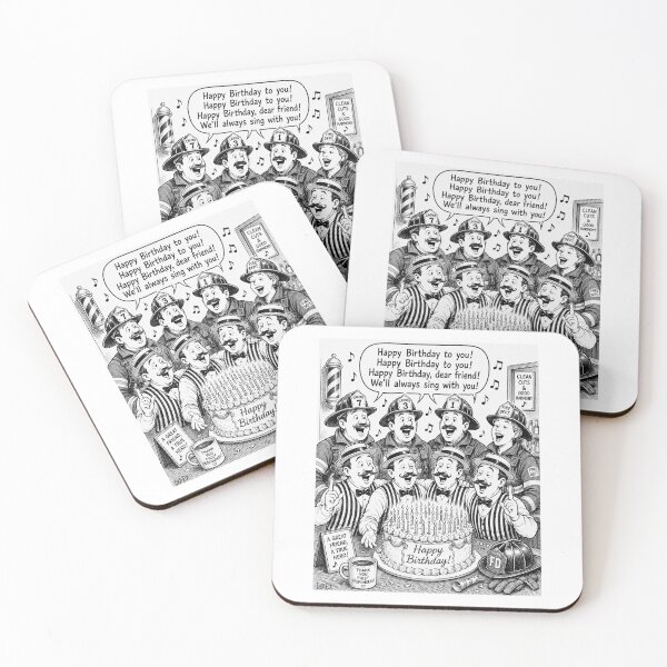 Item preview, Barbershop Birthday Harmony with Firefighters – Funny First Responder Singing Art designed and sold by TerScott.