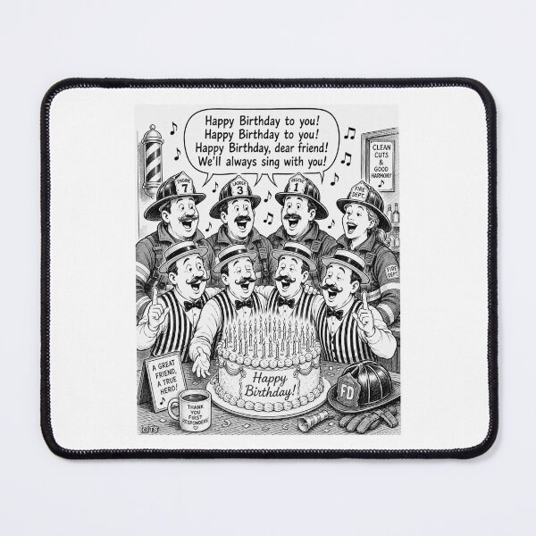 Item preview, Barbershop Birthday Harmony with Firefighters – Funny First Responder Singing Art designed and sold by TerScott.
