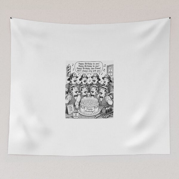 Item preview, Barbershop Birthday Harmony with Firefighters – Funny First Responder Singing Art designed and sold by TerScott.
