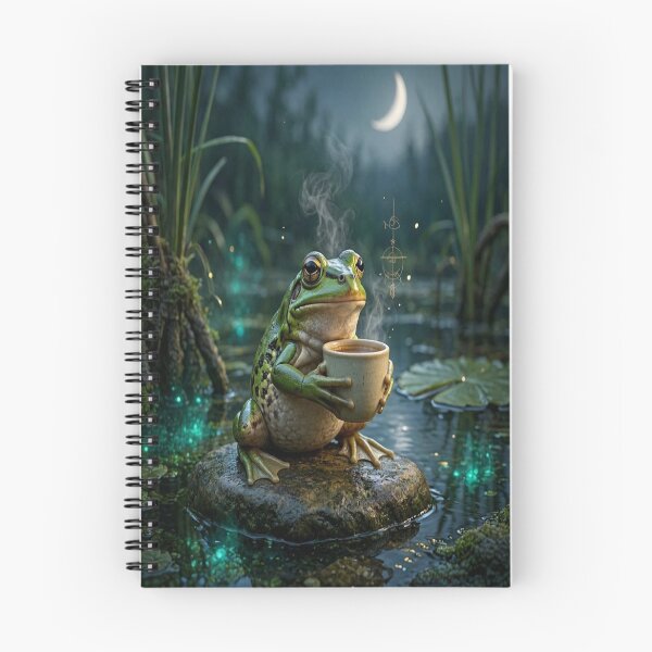 Item preview, Cute Frog Drinking Coffee - Aesthetic Cottagecore Illustration designed and sold by Breezes-of-Ida.