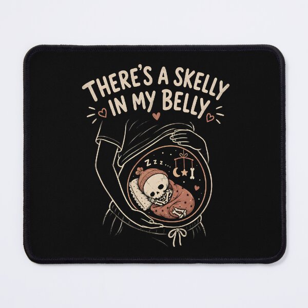 Item preview, There's a Skelly in My Belly – Cute Sleeping Skeleton Halloween Pregnancy Design designed and sold by Lina Caro.