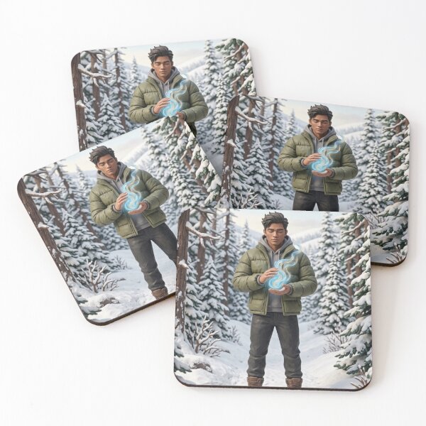 Item preview, MODERN WIZARD IN SNOWY FOREST BLUE ENERGY SPELL 3D ILLUSTRATION designed and sold by Curiosiart.