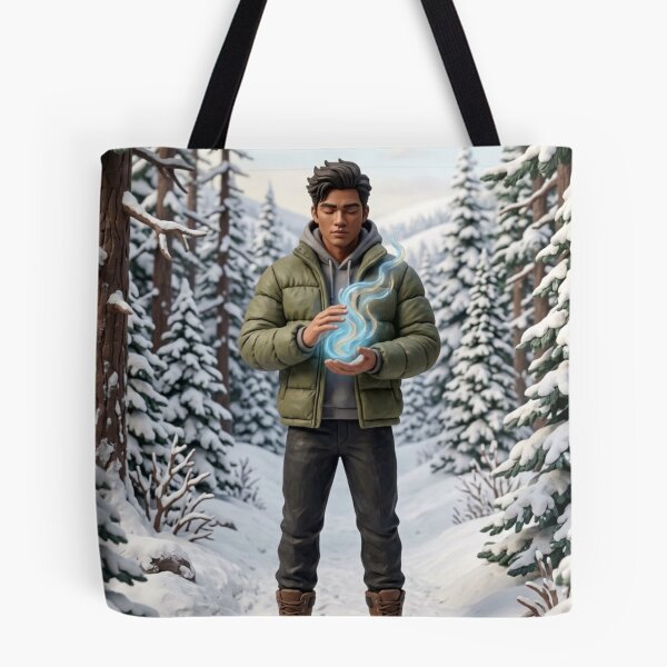 Item preview, MODERN WIZARD IN SNOWY FOREST BLUE ENERGY SPELL 3D ILLUSTRATION designed and sold by Curiosiart.