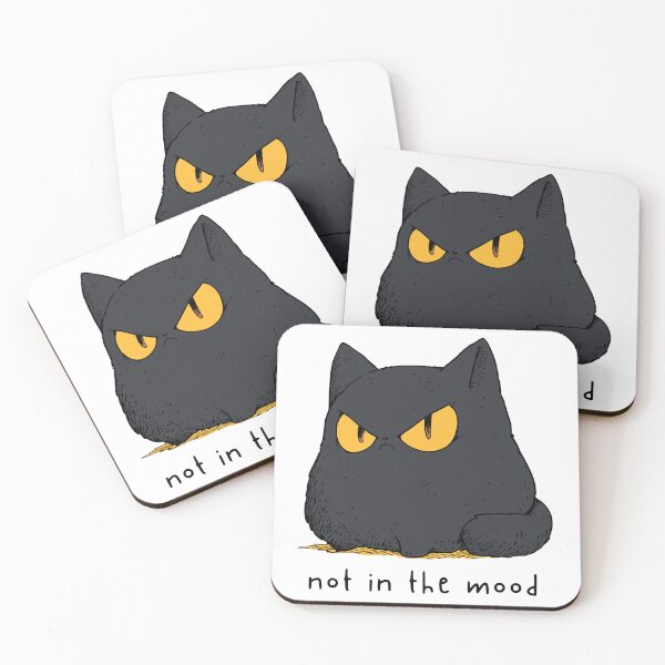 Item preview, Not In The Mood Grumpy Black Cat | Funny Introvert Animal Art designed and sold by kuwagatamushi.