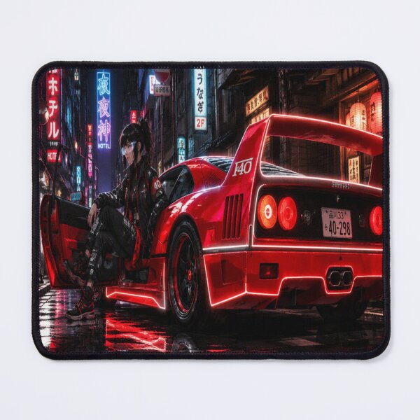 Item preview, Cyberpunk Crimson Supercar - Tokyo Retro Night Art designed and sold by JMAVILA ART.