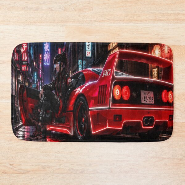 Item preview, Cyberpunk Crimson Supercar - Tokyo Retro Night Art designed and sold by JMAVILA ART.