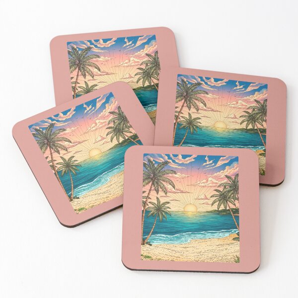 Item preview, Serene Tropical Beach Sunset - Coastal Landscape Art designed and sold by ScenicRoute66.
