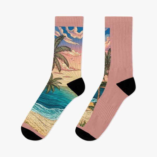 Item preview, Serene Tropical Beach Sunset - Coastal Landscape Art designed and sold by ScenicRoute66.