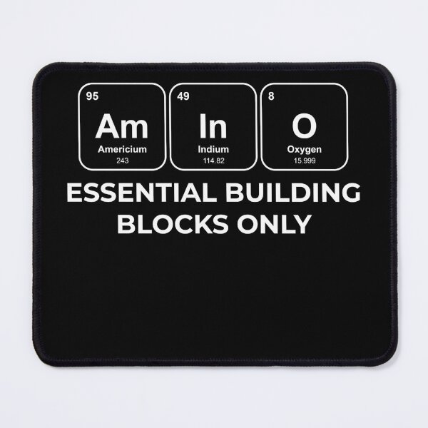 Item preview, AmInO Essential building blocks only Chemistry Pun designed and sold by netwales.