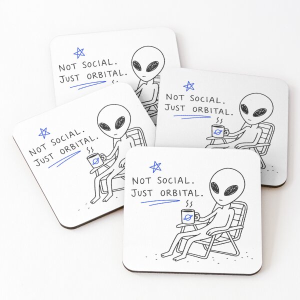 Artikelvorschau, Not Social Just Orbital – Funny Alien Coffee Design entworfen und verkauft von Mavriboy.