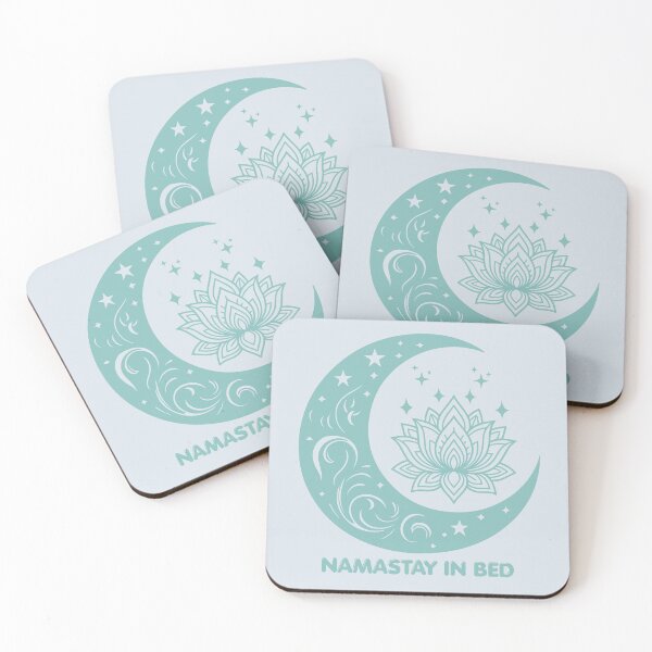 Item preview, Namastay in Bed - lotus blossom - moon (aqua) designed and sold by 247DesignStudio.