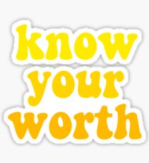 yellow know your worth sticker Sticker