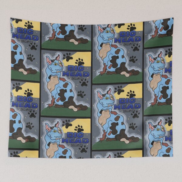 Item preview, 'Big Head Security’ Bright and Bold Acrylic Guard Cat Painting designed and sold by FoulfaeriePrint.