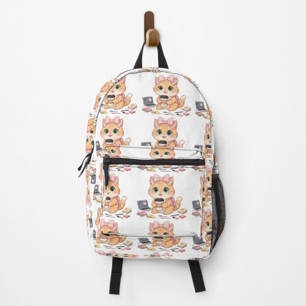 Item preview, Happy Kawaii Cat with Coffee Ready for Study designed and sold by Luna's World - Moody Vibes Studio.