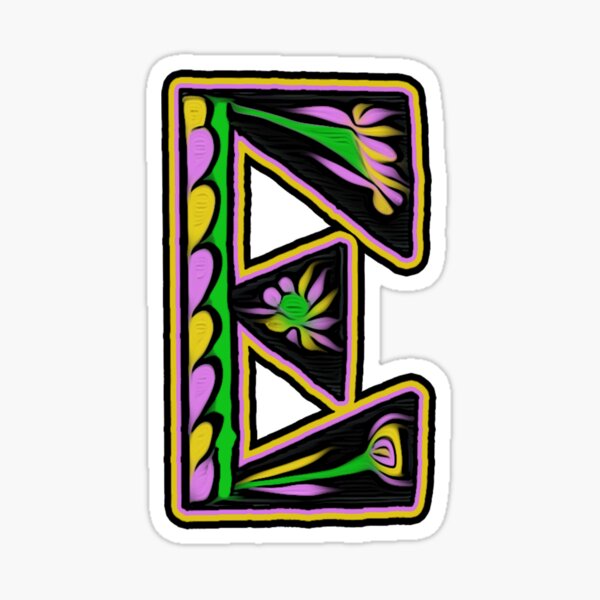 THE LETTER E - 2018- 40 DAY CHALLENGE - HAND DRAWN - GRAHIC ALPHABET Sticker