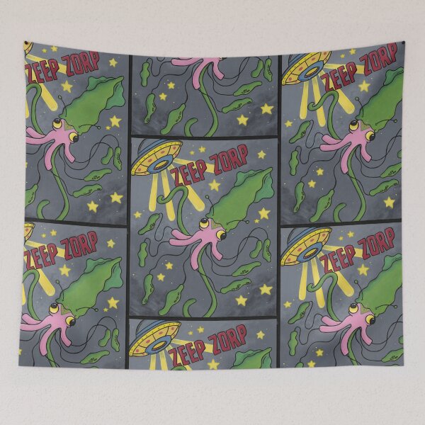 Item preview, 'Zeep Zorp’ Bright and Bold Acrylic Alien Squid Painting designed and sold by FoulfaeriePrint.