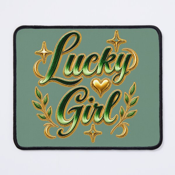 Item preview, Lucky Girl - Emerald & Gold Typography designed and sold by TatyanaArt.
