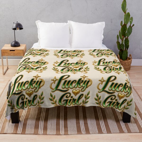 Item preview, Lucky Girl - Emerald & Gold Typography designed and sold by TatyanaArt.