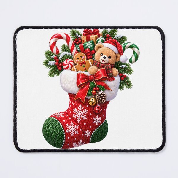 Item preview, Cozy Christmas Stocking with Teddy Bear designed and sold by TinyWeird.