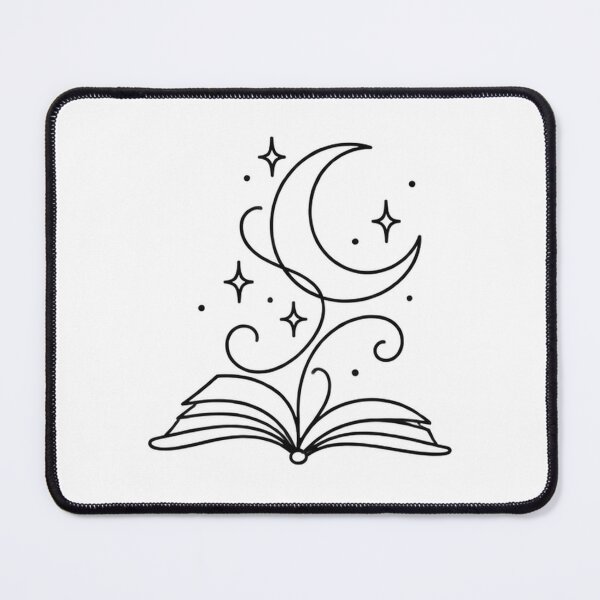 Item preview, Moon and Book Minimal Line Art designed and sold by LineArtDrawing.