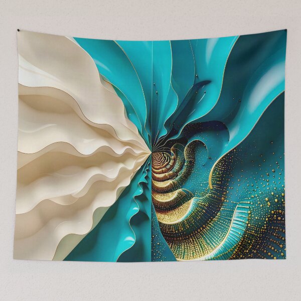 Item preview, Ocean Turquoise and Alabaster Ribbon Vortex designed and sold by Vicky Brago-Mitchell®.