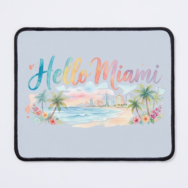 Item preview, Hello Miami - Watercolor of beach and palm trees designed and sold by SuperMama1973.