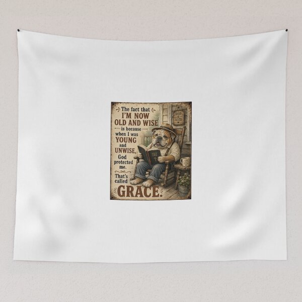 Item preview, Old and Wise Bulldog Christian T-Shirt Art – God’s Grace Bible Porch Design designed and sold by TerScott.