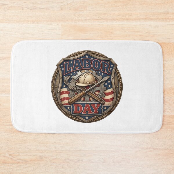 Item preview, Rugged Industrial Labor Day Shirt - Riveted Gear Badge Tee designed and sold by relso.