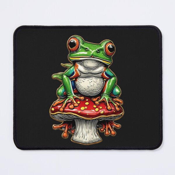 Item preview, Vintage Cloisonne Frog on Red Mushroom Cottagecore Aesthetic Gold Emblem Art 01 designed and sold by Shift-Bloom.