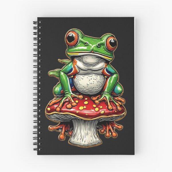 Item preview, Vintage Cloisonne Frog on Red Mushroom Cottagecore Aesthetic Gold Emblem Art 01 designed and sold by Shift-Bloom.
