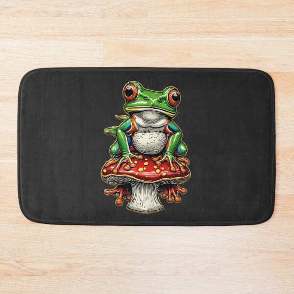 Item preview, Vintage Cloisonne Frog on Red Mushroom Cottagecore Aesthetic Gold Emblem Art 01 designed and sold by Shift-Bloom.