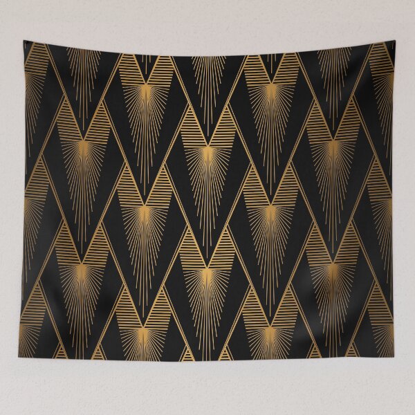 Item preview, Golden And Black Art Deco Ombre Sophisticated Pattern designed and sold by DEC02.
