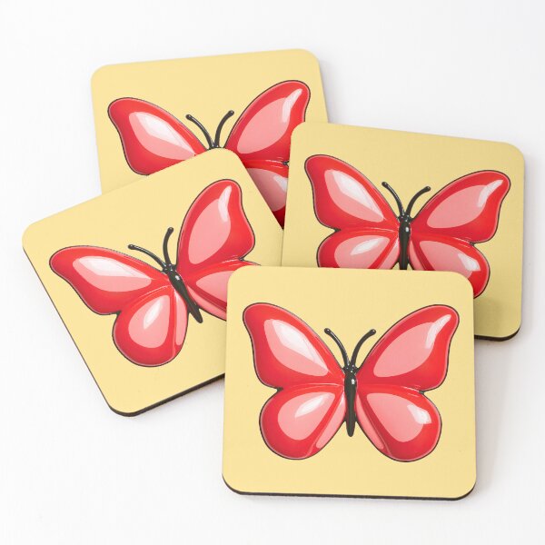 Item preview, Red Glossy Puffy Butterfly Retro Pop Art designed and sold by daila70.