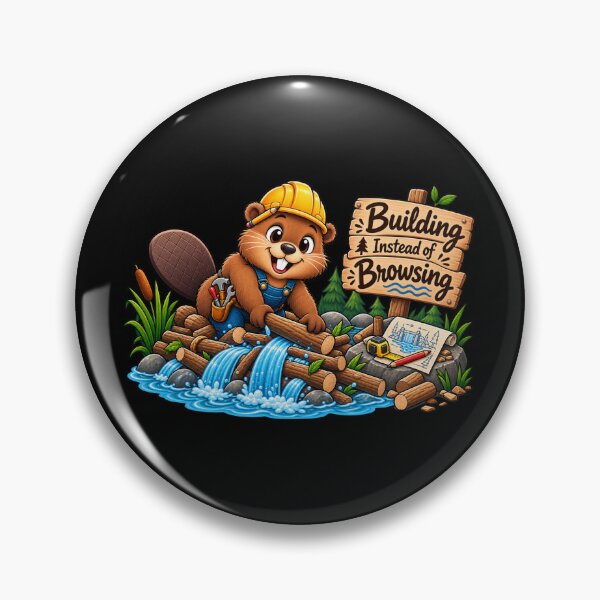 Item preview, Building Instead of Browsing – Funny Beaver Digital Detox designed and sold by Animal Puns.