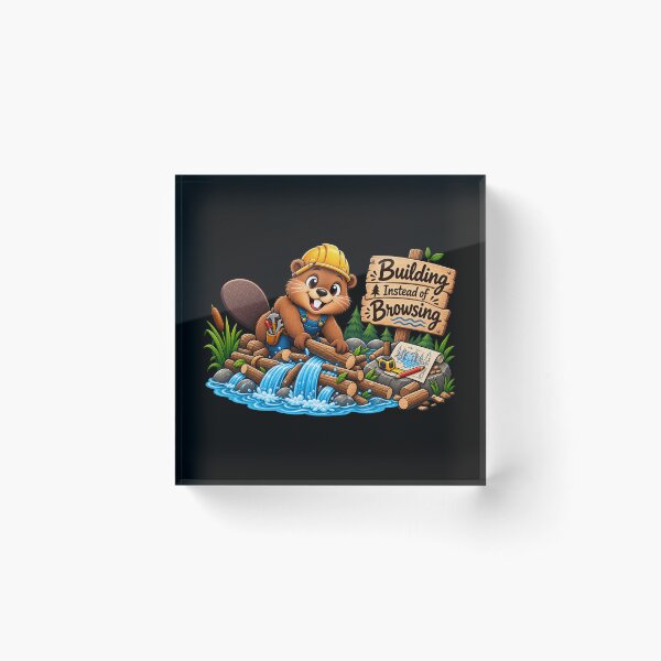 Item preview, Building Instead of Browsing – Funny Beaver Digital Detox designed and sold by Animal Puns.