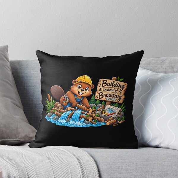 Item preview, Building Instead of Browsing – Funny Beaver Digital Detox designed and sold by Animal Puns.