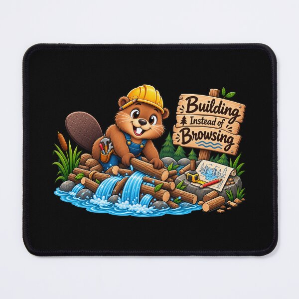 Item preview, Building Instead of Browsing – Funny Beaver Digital Detox designed and sold by Animal Puns.