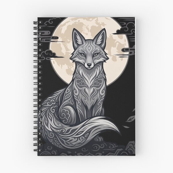 Item preview, Moonlit Grey Fox Spirit Japanese Aesthetic Artwork designed and sold by LinaValearte.