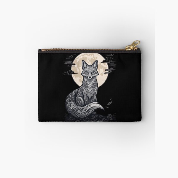 Item preview, Moonlit Grey Fox Spirit Japanese Aesthetic Artwork designed and sold by LinaValearte.