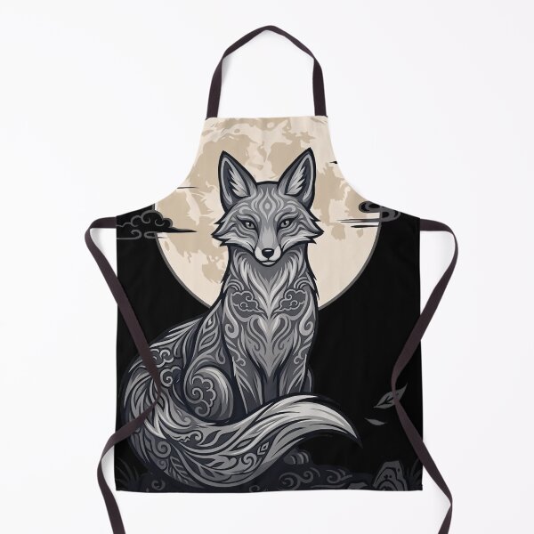 Item preview, Moonlit Grey Fox Spirit Japanese Aesthetic Artwork designed and sold by LinaValearte.
