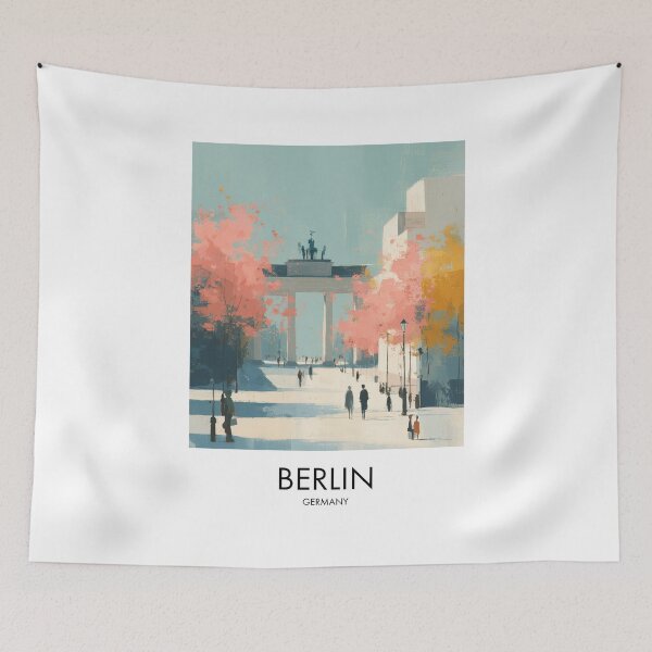 Item preview, Berlin Germany Art – Modern Travel Illustration of Brandenburg Gate designed and sold by MarkedArtPrints.