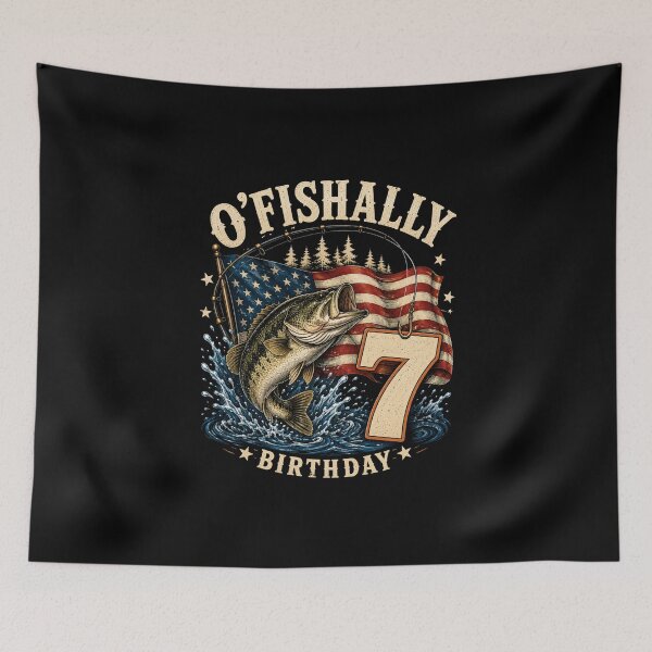 Item preview, Bass Fishing Birthday 7 American Flag Fish Graphic designed and sold by anapldv.