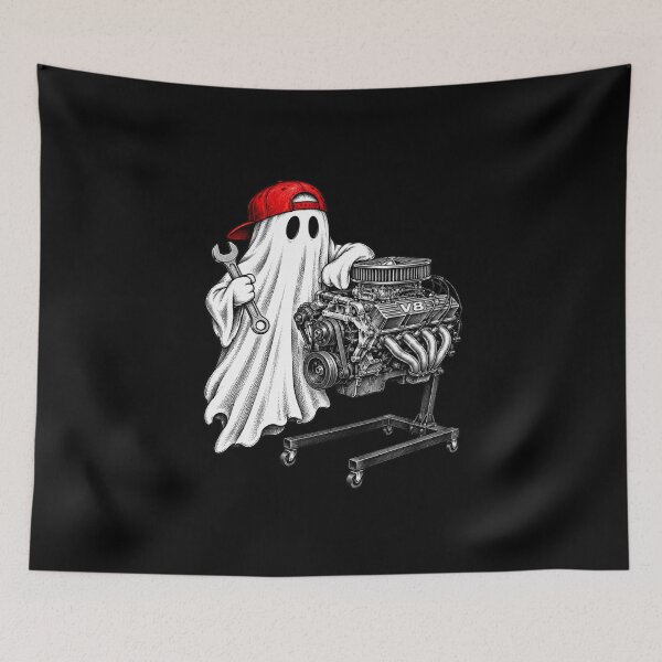 Item preview, Ghost Mechanic with Wrench and V8 Engine Artwork designed and sold by anapldv.