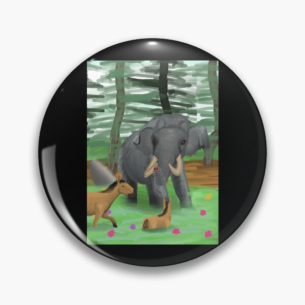 Item preview, Elephant and Horses in Vibrant Nature Scene designed and sold by Fibi-studio.