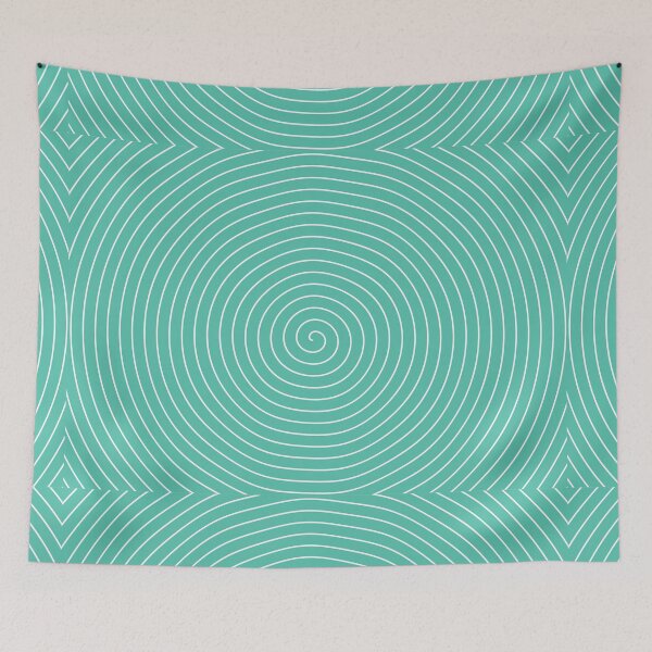 Item preview, Minimalist wavy spiral -turquoise and white- designed and sold by Houst-cn.