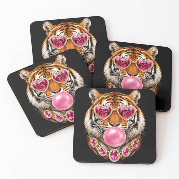 Item preview, Tiger Glam Heart Sunglasses Pink Bubblegum Necklace designed and sold by anapldv.