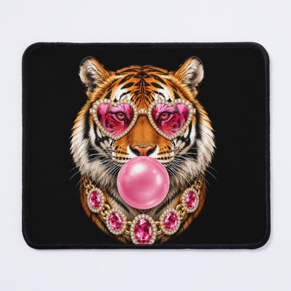 Item preview, Tiger Glam Heart Sunglasses Pink Bubblegum Necklace designed and sold by anapldv.
